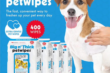 Petwipes – Big 'N Thick Extra Large Pet Wipes for Dogs and Cats – Cleans Face, Ears, Body and Eye Area – Super Convenient, Ideal for Home or Travel