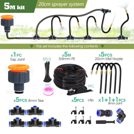 DIY 30M-5M Universal Sprayer Kit – Patio Misting & Cooling System for Garden Irrigation