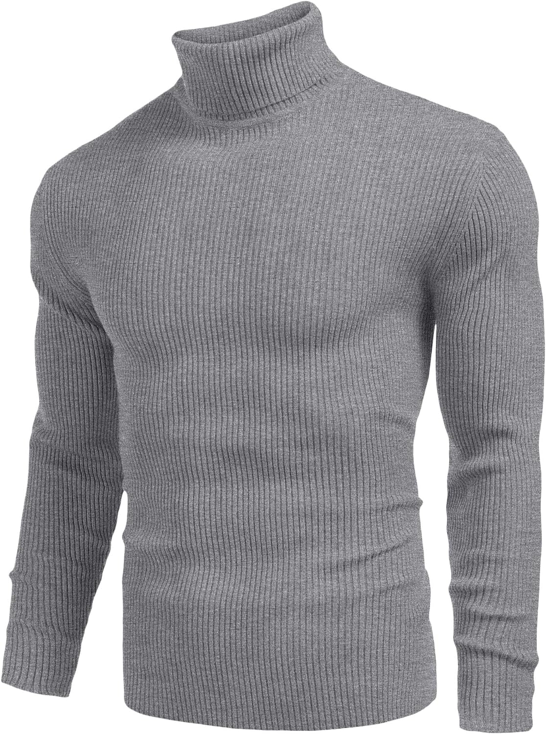 Mens Ribbed Slim Fit Knitted Pullover Turtleneck Sweater