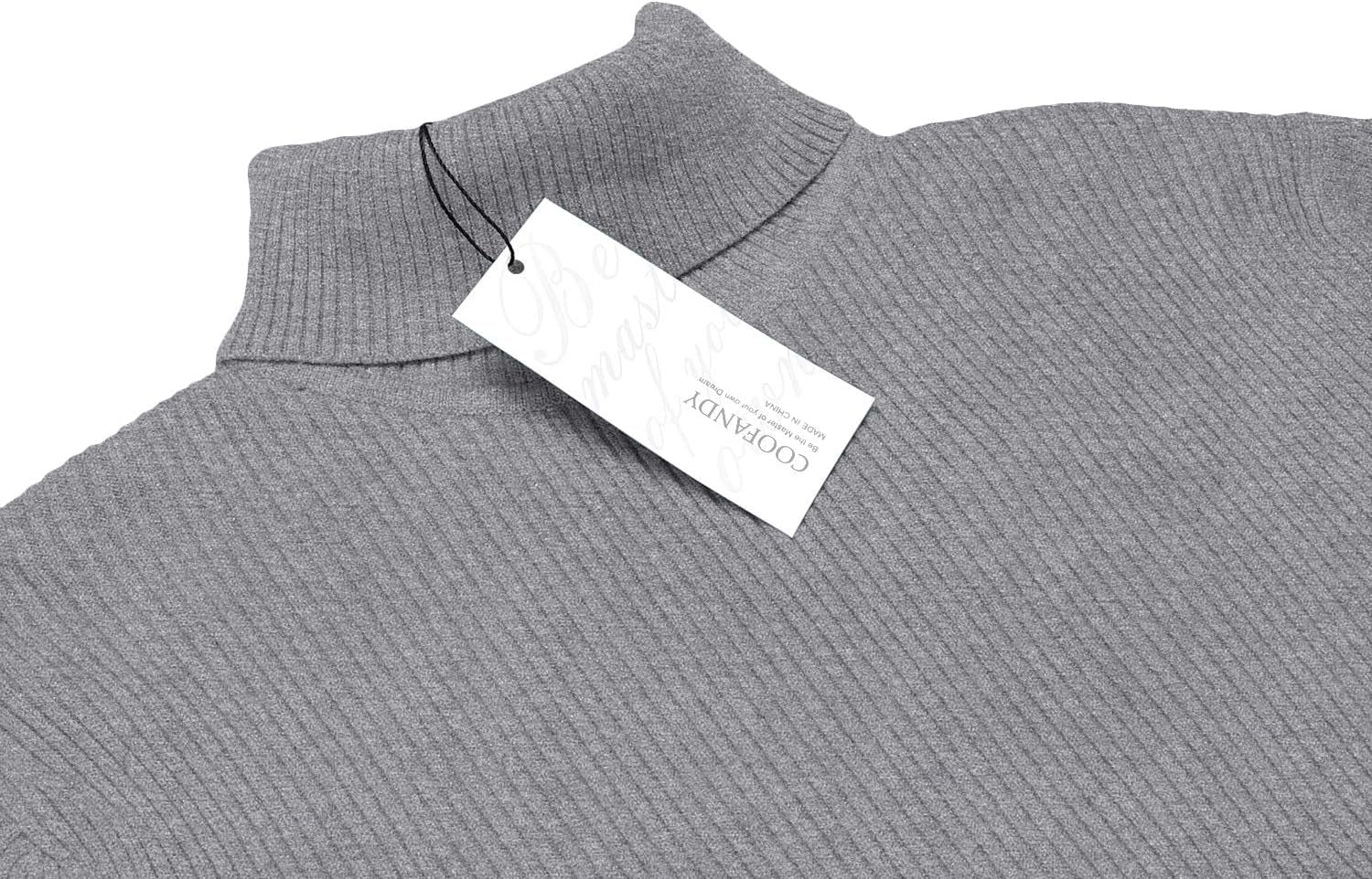Mens Ribbed Slim Fit Knitted Pullover Turtleneck Sweater
