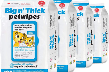 Petwipes – Big 'N Thick Extra Large Pet Wipes for Dogs and Cats – Cleans Face, Ears, Body and Eye Area – Super Convenient, Ideal for Home or Travel