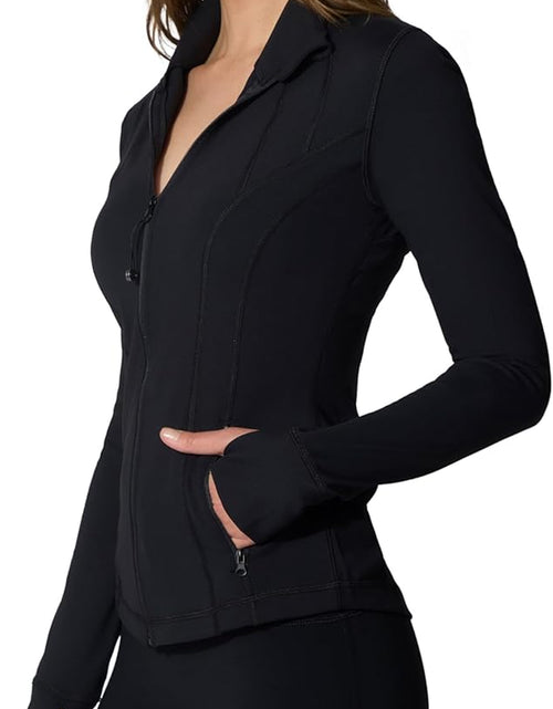 Load image into Gallery viewer, Full Zip Running Track Jacket Lightweight Athletic Slim Fit Jacket with Thumbholes
