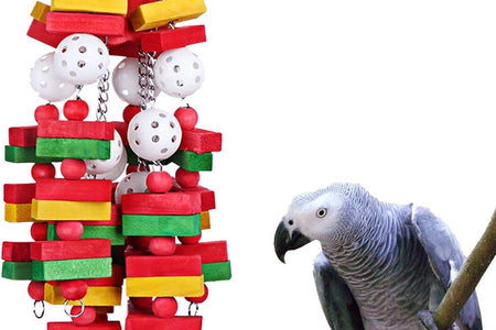 Bird Chewing Toy Large Medium Parrot Cage Bite Toys African Grey Macaws Cockatoos Eclectus Amazon (Apple-22Inch)