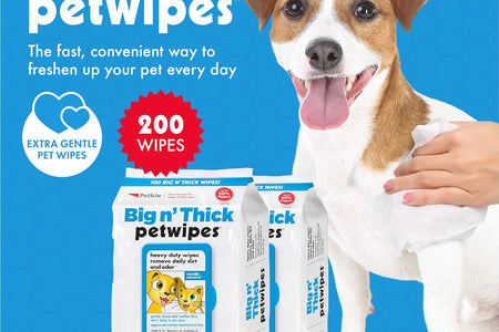 Petwipes – Big 'N Thick Extra Large Pet Wipes for Dogs and Cats – Cleans Face, Ears, Body and Eye Area – Super Convenient, Ideal for Home or Travel